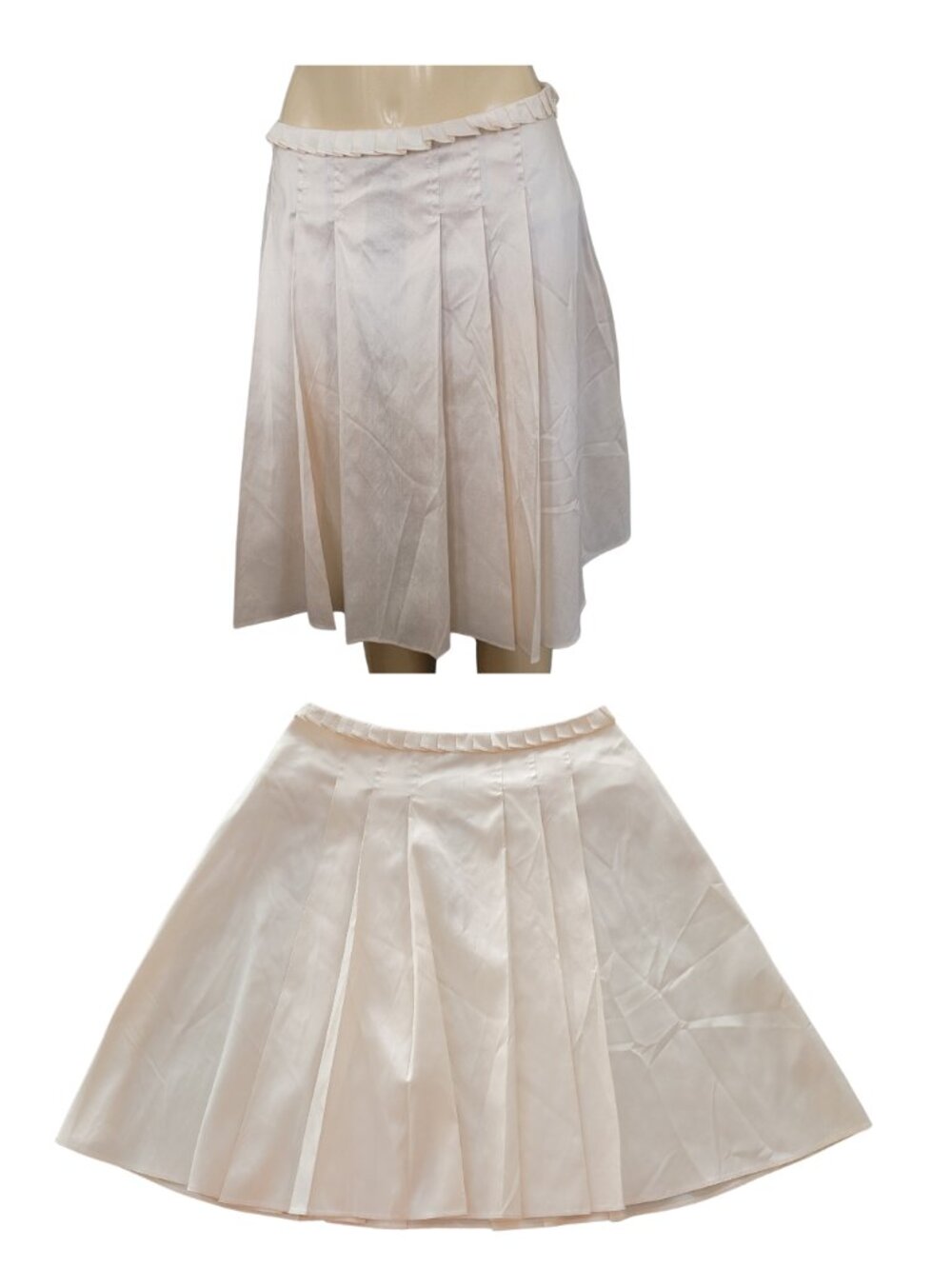 Calypso Christiane Celle 100% Silk Pleated Skirt Ivory